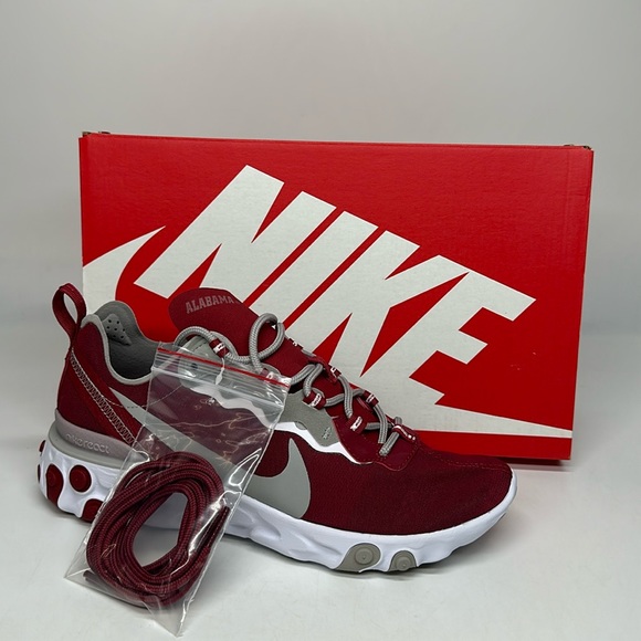 New Men's Nike React Element 55 Alabama Crimson Tide Shoes CK4795-600 NIB - Picture 2 of 7